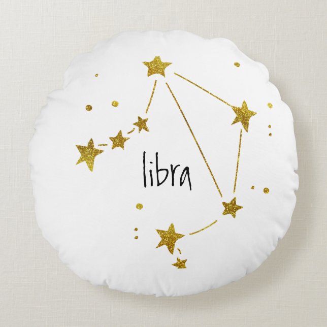 Libra Zodiac Rond Kussen (Voorkant)