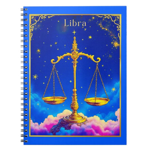 Libra Zodiac Scales in a Star-Filled Sky Notitieboek (Voorkant)