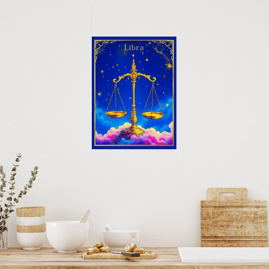 Libra Zodiac Scales in a Star-Filled Sky Poster (Keuken)