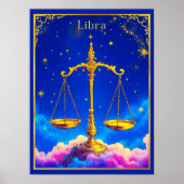 Libra Zodiac Scales in a Star-Filled Sky Poster (Voorkant)