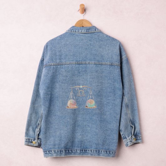 Libra Zodiac Scales - Pink Tourmaline Opal Denim Jacket (Hangar)