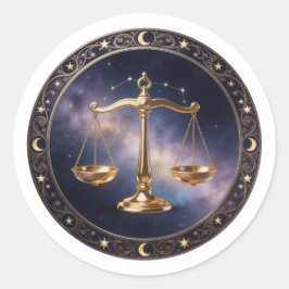 Libra Zodiac Scales Ronde Sticker
