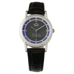 Libra Zodiac Sign Elegant Personalized Galaxy Horloge