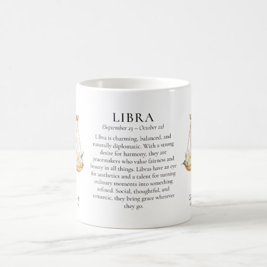 Libra Zodiac Sign Horoscope Personalized Gift Koffiemok (Center)