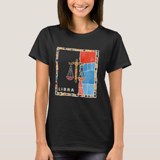 Libra zodiac sign mosaic - harmony and balance in  t-shirt (Voorkant)