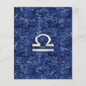 Libra Zodiac Sign on blue digital camo Flyer (Voorkant)