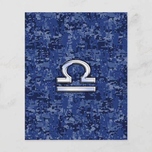 Libra Zodiac Sign on blue digital camo Flyer (Voorkant)