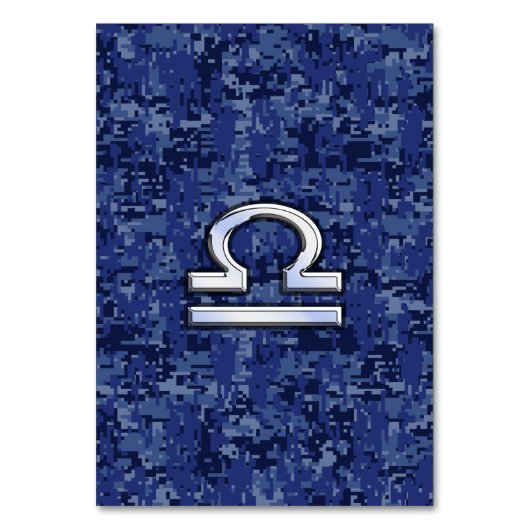 Libra Zodiac Sign on blue digital camo Kaart (Voorkant)