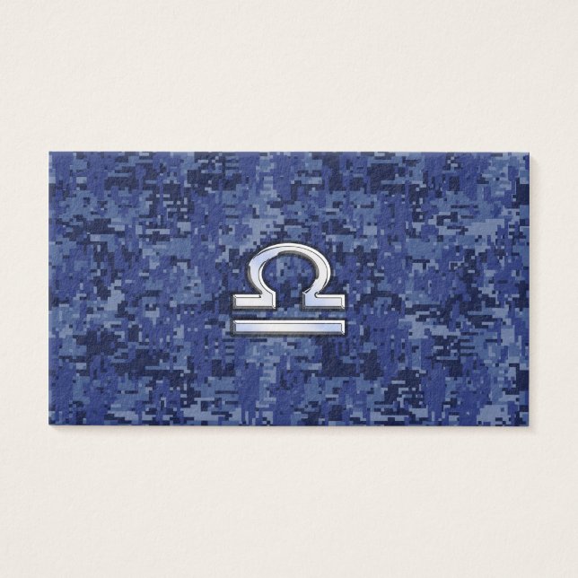 Libra Zodiac Sign on blue digital camo Visitekaartjes (Voorkant)