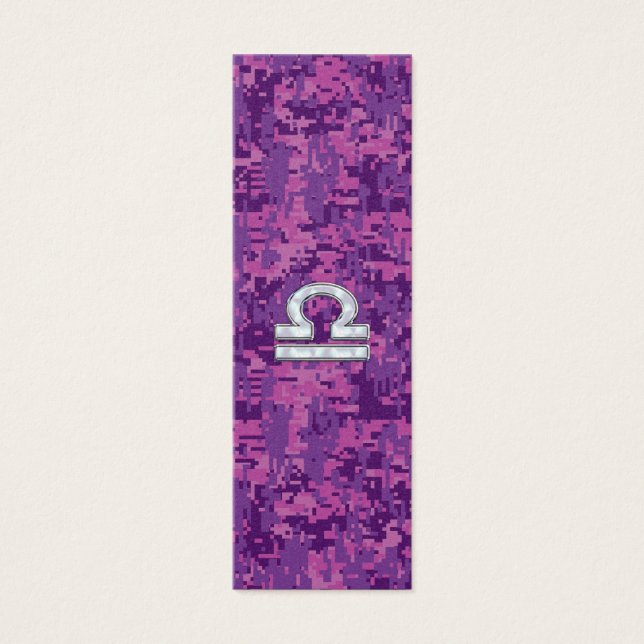 Libra Zodiac Sign on Fuchsia Digital Camo Mini Visitekaartjes (Voorkant)