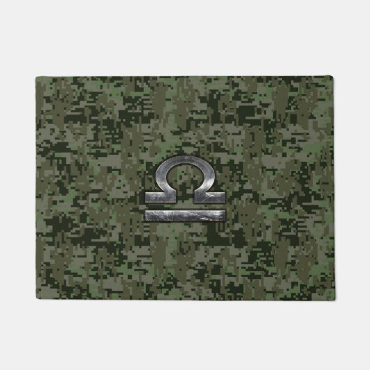 Libra Zodiac Sign on olijfgroene digitale camo Deurmat (Voorkant)