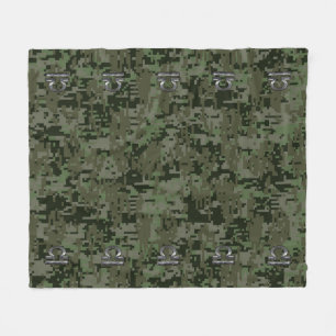 Libra Zodiac Sign on olijfgroene digitale camo Fleece Deken