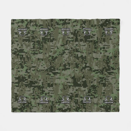 Libra Zodiac Sign on olijfgroene digitale camo Fleece Deken (Voorkant (Horizontaal))
