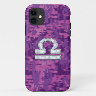 Libra Zodiac Sign on Pink Digital Camo iPhone 11 Hoesje