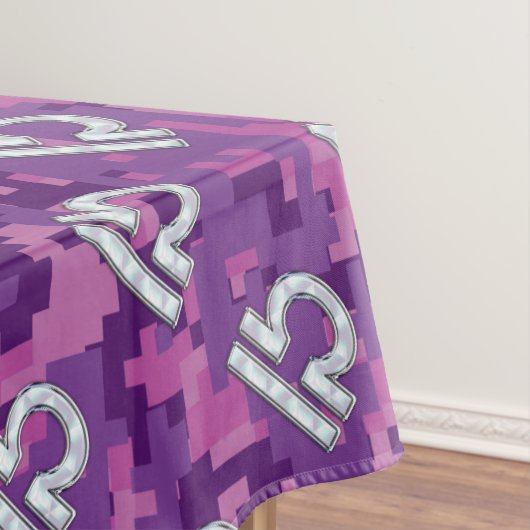Libra Zodiac Sign on Pink Digital Camo Tafelkleed (Voorbeeld)