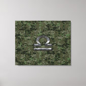 Libra Zodiac Sign on Woodland Green digital camo Canvas Afdruk (Voorkant)