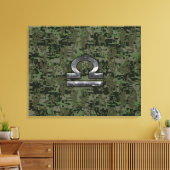 Libra Zodiac Sign on Woodland Green digital camo Canvas Afdruk (Insitu (Woonkamer))