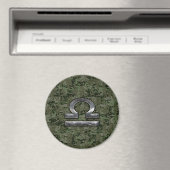 Libra Zodiac Sign on Woodland Green digital camo Magneet (Insitu (Vaatwasser))