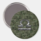 Libra Zodiac Sign on Woodland Green digital camo Magneet (Voorkant / Achterkant)
