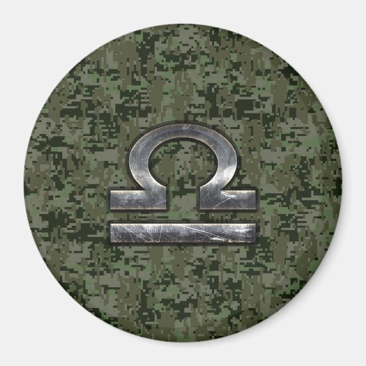 Libra Zodiac Sign on Woodland Green digital camo Magneet (Voorkant)