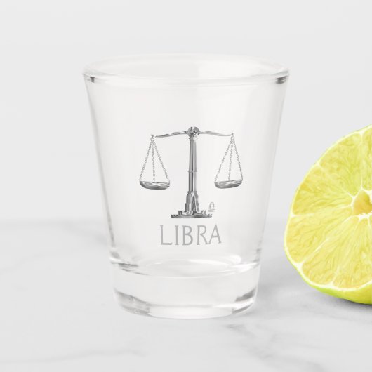 Libra Zodiac Sign Silver Scale Birthday Shot Glas (Voorkant)