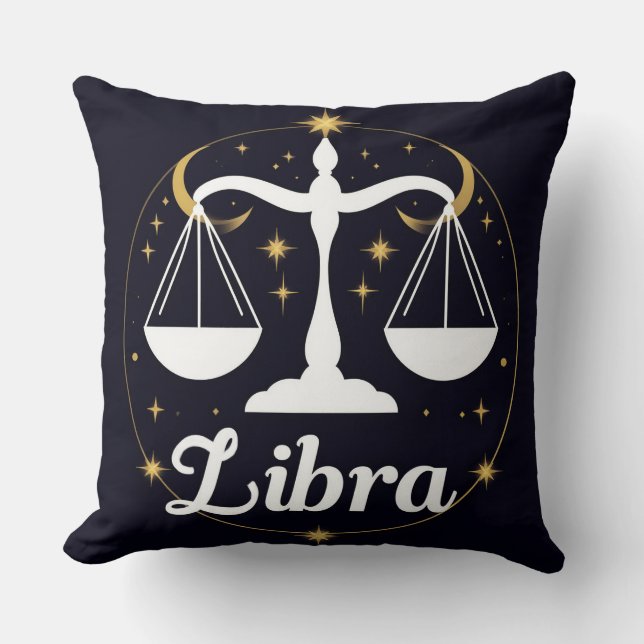 Libra Zodiac Sign Symbool met sterren en schalen Kussen (Voorkant)