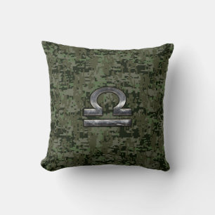 Libra Zodiac Sign Woodland Digital Camouflage Kussen