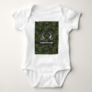 Libra Zodiac Sign Woodland Digital Camouflage Romper