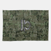 Libra Zodiac Sign Woodland Digital Camouflage Theedoek (Horizontaal)