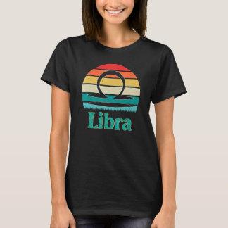 Libra Zodiac Signs Astrology  Retro Sunset T-shirt