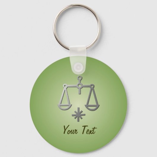 Libra Zodiac Star Sign in Light Silver Sleutelhanger (Voorkant)