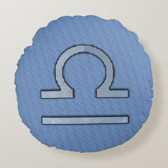 Libra Zodiac Symbol Element van Kenneth Yoncich Rond Kussen (Voorkant)