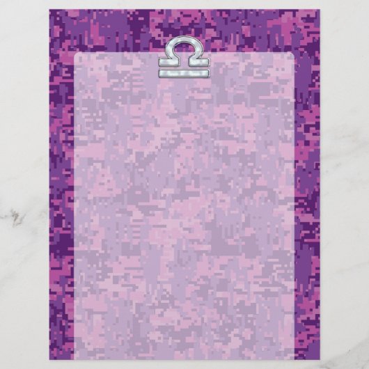 Libra Zodiac Symbol Fuchsia Pink Digital Camo (Voorkant)