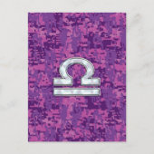 Libra Zodiac Symbol Fuchsia Pink Digital Camo Briefkaart (Voorkant)