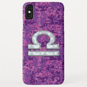 Libra Zodiac Symbol Fuchsia Pink Digital Camo iPhone XS Max Hoesje