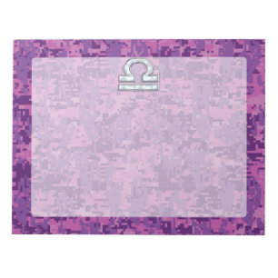 Libra Zodiac Symbol Fuchsia Pink Digital Camo Notitieblok