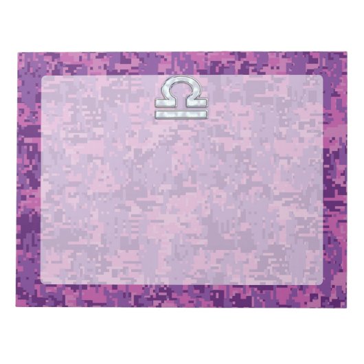 Libra Zodiac Symbol Fuchsia Pink Digital Camo Notitieblok (Voorkant)