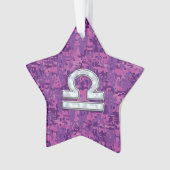 Libra Zodiac Symbol Fuchsia Pink Digital Camo Ornament (voorkant)