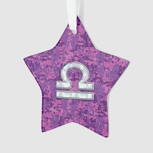 Libra Zodiac Symbol Fuchsia Pink Digital Camo Ornament (voorkant)
