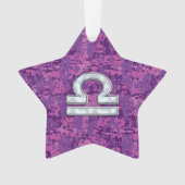 Libra Zodiac Symbol Fuchsia Pink Digital Camo Ornament (voorkant)