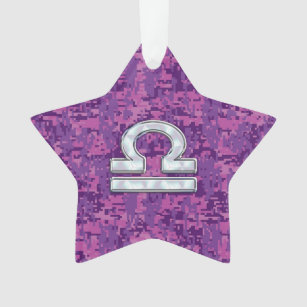 Libra Zodiac Symbol Fuchsia Pink Digital Camo Ornament
