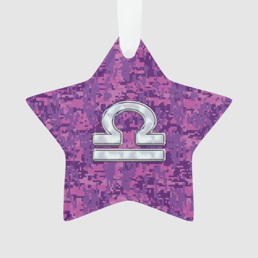 Libra Zodiac Symbol Fuchsia Pink Digital Camo Ornament (voorkant)