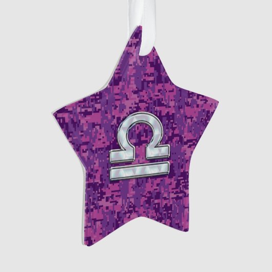 Libra Zodiac Symbol Fuchsia Pink Digital Camo Ornament (voorkant)