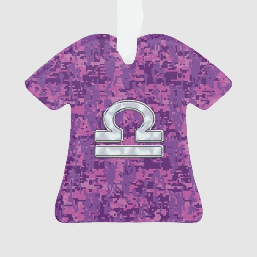 Libra Zodiac Symbol Fuchsia Pink Digital Camo Ornament (voorkant)