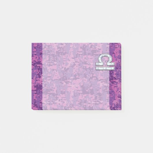 Libra Zodiac Symbol Fuchsia Pink Digital Camo Post-it® Notes (Voorkant)