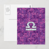 Libra Zodiac Symbol on Fuchsia Digital Camo Briefkaart (Voorkant / Achterkant)