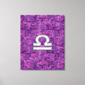 Libra Zodiac Symbol on Fuchsia Digital Camo Canvas Afdruk (Voorkant)