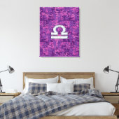 Libra Zodiac Symbol on Fuchsia Digital Camo Canvas Afdruk (Insitu (Slaapkamer))