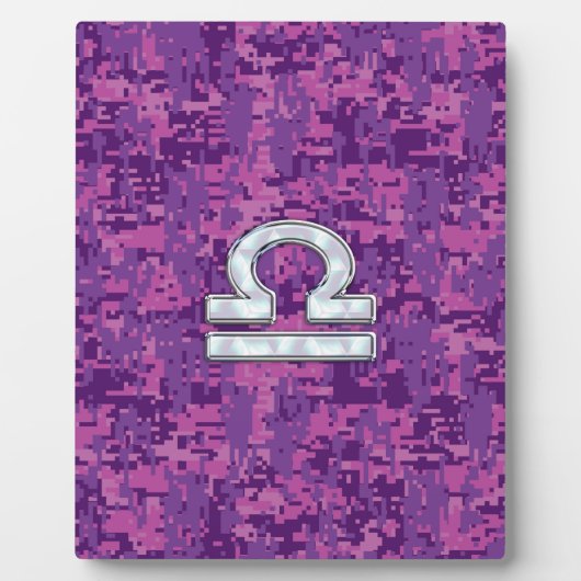 Libra Zodiac Symbol on Fuchsia Digital Camo Fotoplaat (Voorkant)