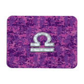 Libra Zodiac Symbol on Fuchsia Digital Camo Magneet (Horizontaal)